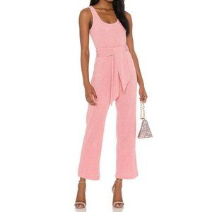 SAYLOR Molly Jumpsuit Pink REVOLVE Sz XS Tie Waste Rib Knit Stretch Tank Barbie